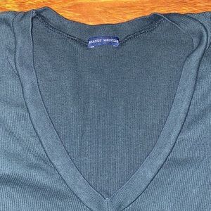 Brandy Melville dark forest green v-neck long sleeve